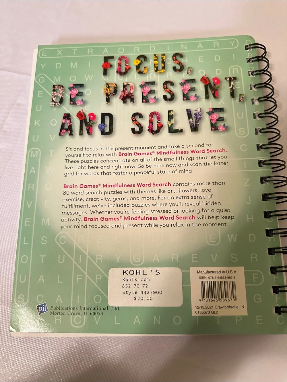 Green Floral 'Focus Be Present and Solve' Spiral Notebook